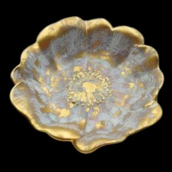 Vintage MCM Stangl Hand Painted Antique Gold Art Pottery Floral Bowl - Picture 2 of 10
